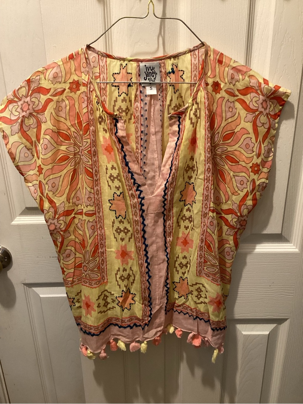 ivy jane Pink, Coral & Yellow Printed Boho Blouse